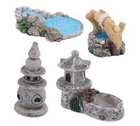 Alipis 4pcs Vintage Chinese Style Mini Tower Scene Model Decors Miniature Landscape Ornaments for Crafting Terrarium and Desktop Display
