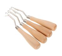 Alipis 4pcs Wood Handle Crochet Hook Ergonomic Bent Latch Hooks for Hair Braiding Dreadlocks Carpet Weaving and Wig Repair DIY Crafting Tools