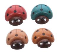 Alipis 4pcs Wooden Ladybug Magnets Handcrafted Rustic Kitchen Decor with Natural Grain Charming Magnetic Fridge Accessories for Office and Household Organization
