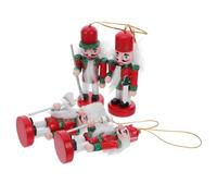 Alipis 4pcs Wooden Nutcracker Figures Handcrafted Christmas Ornaments for Tree Tabletop Holiday Decor Small Nutcracker Prince Pendants for Festive Celebrations