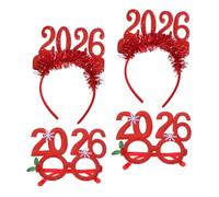 Alipis 4PCS Year Decorative Headbands Eyeglasses Happy Year Tinsel Hair Hoops for Christmas Holiday Parties Lightweight Easy to Match Accessories for Festive Celebrations