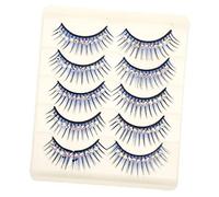 Alipis 5 Pairs Blue Rhinestone Performance False Eyelashes Thick Curled Stage Lashes for Latin Dance Makeup Eye Enhancement