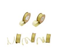 Alipis 5 Rolls Golden Grosgrain Ribbed Band Ribbon Set 3-20mm DIY Glitter Tape for Flower Wrapping, Gardening, Party Packaging and Decoration