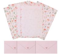 Alipis 5 Sets Floral Animal Envelope Kit with A5 Decorative Letter Writing Paper, Multi-Use Scrapbook Stationery Paper for Party Supplies and Letter Stationery