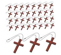 Alipis 50 Sets Natural Wood Cross Pendants with Chains Christian Pocket Charms for Prayer Easter DIY Jewelry Keychains Religious Spiritual Symbols Faith Hope Protection