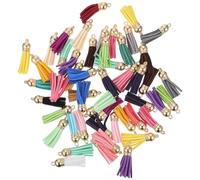 Alipis 50pcs Bag Decorations Key Chain Tassels Leather Alloy DIY Supply with Hole Design Stylish Creative Accessories for Handmade Ornaments Production Random Color