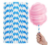Alipis 50pcs Cotton Candy Sticks: 11. 8inch Cotton Candy Cones - Paper Straws Cones - Candies Making Accessories for Birthday Wedding Holiday Party (Blue)