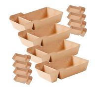 Alipis 50pcs Disposable Dual Compartment Paper Food Tray 440ml Brown Snack Box for Chicken and Nachos Promoting Sustainability and Preventing Flavor Crossover for Parties and Picnics