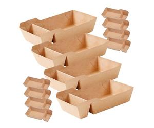 Alipis 50pcs Disposable Dual Compartment Paper Food Tray 440ml Brown Snack Box for Chicken and Nachos Promoting Sustainability and Preventing Flavor Crossover for Parties and Picnics