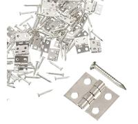 Alipis 50Pcs Mini Brass Hinges Small Decorative Folding Butt Hinges with Silver Nails for Jewelry Boxes Wooden Crafts DIY Cabinet Hardware