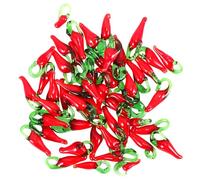 Alipis 50pcs Mini Red Pepper Beads DIY Charms Crafts Necklace Earring Making Glass Ornaments Hanging Pendants Jewelry Accessories