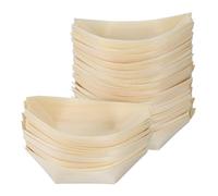 Alipis 50Pcs Mini Sushi Boats Disposable Wood Serving Trays 3-Inch Japanese Style Tableware for Sushi Appetizers Finger Food Restaurant Serving & Party Home