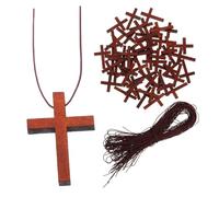 Alipis 50pcs Mini Wooden Cross Pendants with Cord for Christmas Tree Decorations Versatile Hanging Ornaments for Jewelry Making DIY Necklace Bracelet Earring Crafts Portable and Holiday