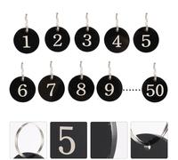Alipis 50pcs Number Tag Rings Hollowed Key Tag Acrylic Round Black Dust-Proof Fashionable Appearance for Restaurant Use Key Rings Line up Person