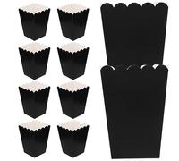 Alipis 50Pcs Popcorn Boxes Disposable Popcorn Buckets Paper Popcorn Tubs Greaseproof Popcorn Containers for Movie Theater Night Parties 250g Black