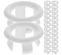 Alipis 50Pcs White ABS Sink Overflow Cover Hollow Basin Overflow Cap Replacement Round Hole Trim Ring for Bathroom and Kitchen Sink Accessories