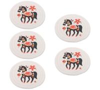 Alipis 5pcs 12cm Handmade Woven Cotton Rope Horse Coasters, Circular Tea Cup Mats Heat Insulation Placemats for Coffee Table, Office and Home Drink Coasters