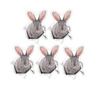 Alipis 5pcs 3D Rabbit Wall Stickers, Cute Animal DIY Decals, Removable Peel and Stick PVC Decorations for Home, Bathroom, Car, 20x30cm