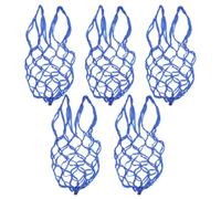 Alipis 5pcs Blue Nylon Livestock Feeding Net Bag with Reinforced Edges and Wide Opening for Cattle and Goats, Hanging Feeder for Farm and Stable Use, Enhanced Air Circulation and Space