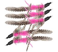 Alipis 5pcs Cat Teaser Plush Feather Heads Interactive Cat Hunting Simulation Keeps Active Random Color Replacement for Indoor