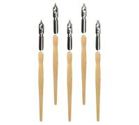 Alipis 5pcs Dip Pens for Artists with Wooden Handle and Metal Nibs, Smooth Ink Flow and Ergonomic Feel, Vintage Style Calligraphy Pen Set for Drawing and Art Projects