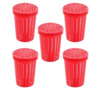 Alipis 5pcs Fishing Bait Cage Set Multi Functional Feeder Basket for Carp | Plastic Red Trap, Reusable Outdoor Fishing Supply, Fish and Shrimp Use, Easy Operation