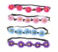 Alipis 5pcs Hawaiian Sunflower Flower Hair Accessories Bohemia Style Flower Hair Band Headpiece for Tropical Beach Party Hula Dance and Photo Props Rosy