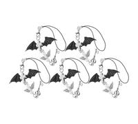 Alipis 5pcs Phone Chain Charm Set with Wing and Skull Cross Pendants, Small Cellphone Hanging Straps for Women, Mobile Bag Camera Keychain Accessories, 6.3" Length