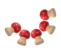Alipis 5PCS Red Mushroom Memo Clip Holders - Wooden Tabletop Note Card Holders for Photos, Paper, and Wedding Place Cards - Mini Mushroom-Shaped Desk Display Stands for Office and Home