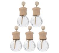 Alipis 5pcs Refillable Car Air Vent Perfume Empty Bottles with Clip, Glass and Wood Material Car Diffuser Air Freshener Creating Pleasant and Relaxing Atmosphere for Gifting and Daily Use