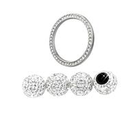 Alipis 5pcs Rhinestone Tire Valve Caps and Auto Start Ignition Button Ring Handmade Crystal Abs Plastic Rust Dust Covers Fit for American Standard Valves Easy Installation Car Accessories