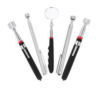 Alipis 5pcs Telescoping Inspection Mirror Set with Flexible Swivel Round Mirror and Magnetic Pickup Tools, Portable Extendable Car Underbody Check Tool with LED Light for Mechanics and