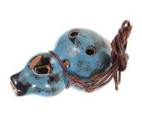 Alipis 6 Hole C Ocarina Ceramic Flute with Wax Rope, Comfortable to Play and Versatile Tuning for Outdoor Activities, Stylish Blue Gourd Design for Beginners and Music Lovers