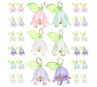 Alipis 60pcs DIY Flower Beads Charm Set for Jewelry Making, Glass Pendant Charms in White, Purple, Light Yellow, Pink, Lavender, and Light Green for Bracelets, Necklaces, Earrings