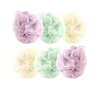 Alipis 6pcs Bath Mesh Balls Body Scrubber Poufs Set 40g Large Exfoliating Shower Sponge for Adults Purple, Green, and Beige Soft Bath Poufs for Skin Care