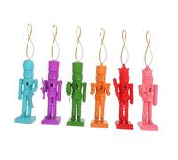 Alipis 6PCS Colorful Nutcracker Wooden Hanging Ornaments Classic Holiday Decor for Christmas Tree Bright Colors for Home Office Charming Walnut Soldier Pendants