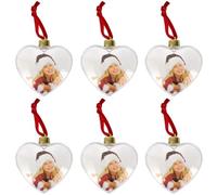 Alipis 6pcs DIY Transparent Hanging Photo Frame Ornaments Heart Shaped Plastic Pendants for Party Decorations Craft Baubles for Photo Display and Gift