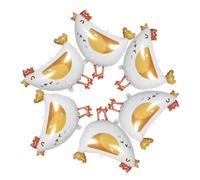 Alipis 6pcs Farm Animal Theme Chicken Foil Balloons for Birthday Shower Party Decorations White Chick Balloons for Indoor Outdoor Farm Theme Events