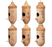 Alipis 6pcs Hummingbird Houses outside Hanging Natural Wood Birdhouses with Optimized Nesting Chamber and Rustic Hut Design, Suitable for Garden and Farmhouse Outdoor Use