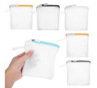 Alipis 6PCS Mesh Laundry Bags For Washing Machine, Assorted Color Delicates Net Bag, 14.5x13cm Small Bra Lingerie Pouch with Zipper, Reusable Garment Wash Ba·gs For Socks Underwear Gloves Travel