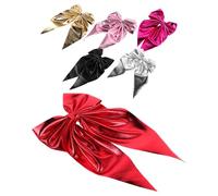 Alipis 6pcs Metal Bow Claw Clips Long Polyester Ribbon Tail, Satin Finish Bowknot Hair Barrettes for Women and, Bridal Hair Accessories in Gold Silver Red Black Pink and Rose Red