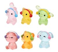 Alipis 6pcs Resin Mini Animal Figurines Set Realistic Pig, Bear, Elephant, Dog, Rabbit Desk Decor Fairy Garden Micro Landscape Ornaments for DIY Small Statues