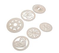 Alipis 6pcs Round Wooden DIY Bag Bases with Hollow Flower Patterns - 6-inch Small Wood Circles for Hand-Woven Crochet Basket Bottoms, Purse Making Weaving and Knitting Supplies