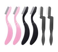 Alipis 6pcs Stainless Steel Eyebrow and Eyelash Combs Folding Grooming Tools with Curved and Straight Handles for Precise Makeup Application and Eyebrow Shaping