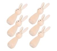 Alipis 6pcs Unfinished Wood Rabbit Peg Dolls for Easter DIY Craft Natural Blank Bunny Figures for Creative Decoration Versatile Home Smooth Surface for Easy Crafting