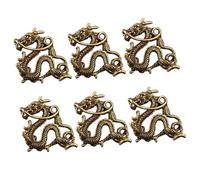 Alipis 6pcs Vintage Brass Dragon Keyring Pendants Long Whiskers for Diy Crafts and Car Key Chains, Chinese Pure Copper Animal Statue Decor Accessories for Collectors and