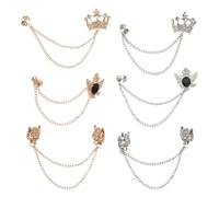Alipis 6pcs Vintage Crown Brooch Pins for Men Suit, Alloy Material with High Durability and Secure Closure, for Work and Parties, Decorative Clothing Clips with Retro Style