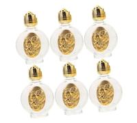 Alipis 6pcs Vintage Embossed Glass Holy Water Bottles with Rose Twist Caps Refillable Travel Perfume Containers Alloy Glass Design for Christian Baptism and Religious Parties