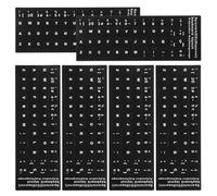 Alipis 6pcs Waterproof Frosted Spanish Language Keyboard Stickers for Laptop Computer, Universal Keyboard Replacement Labels with White Letters on Black Background, Sturdy Computer