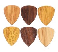 Alipis 6pcs Wooden Guitar Picks Set Natural Walnut Olive Rosewood Plectrums for Acoustic Electric Bass Guitars for Practice and Performance Random Color
